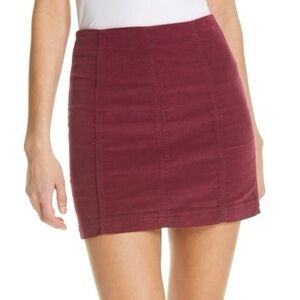 Free People Burgundy Corduroy Mini Skirt